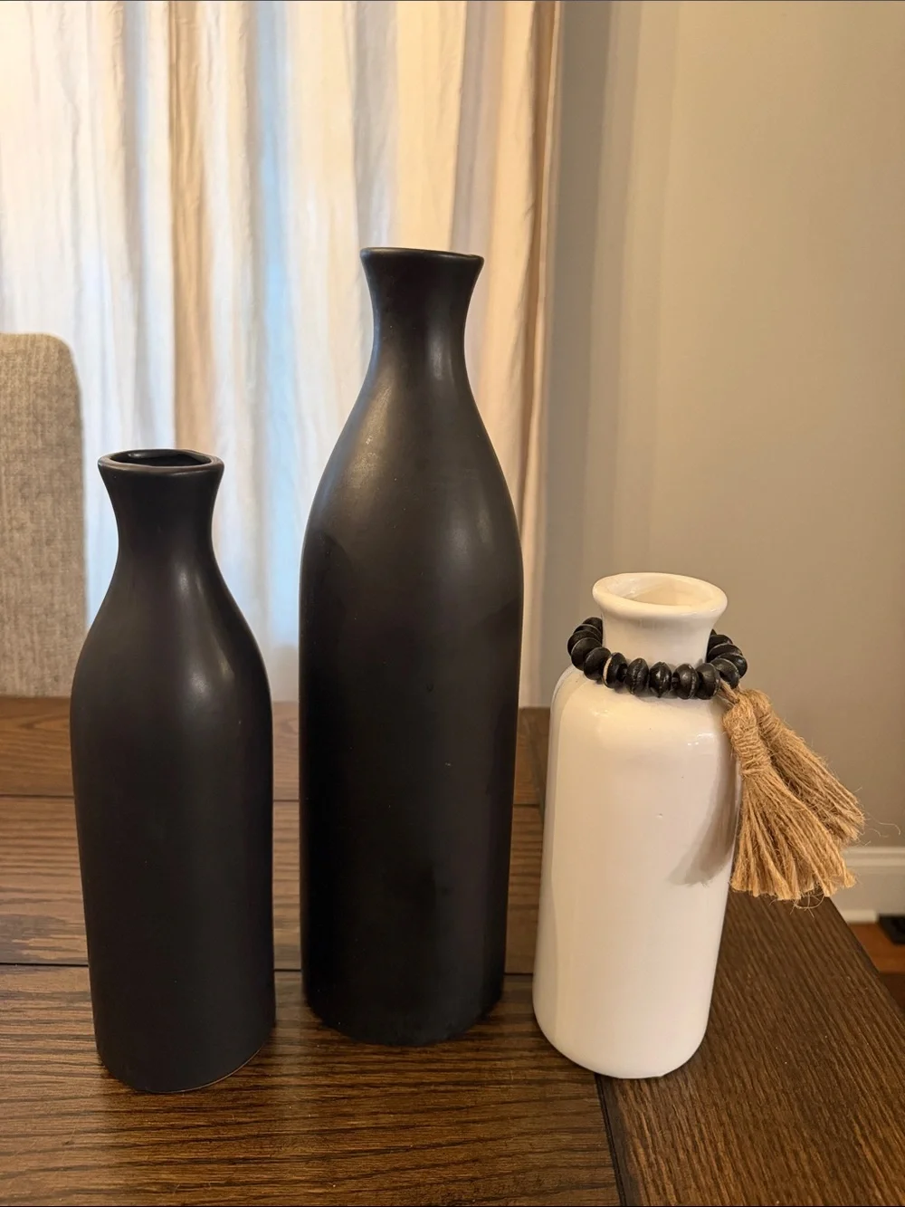Hobby Lobby Black and White Ceramic Vase Trio